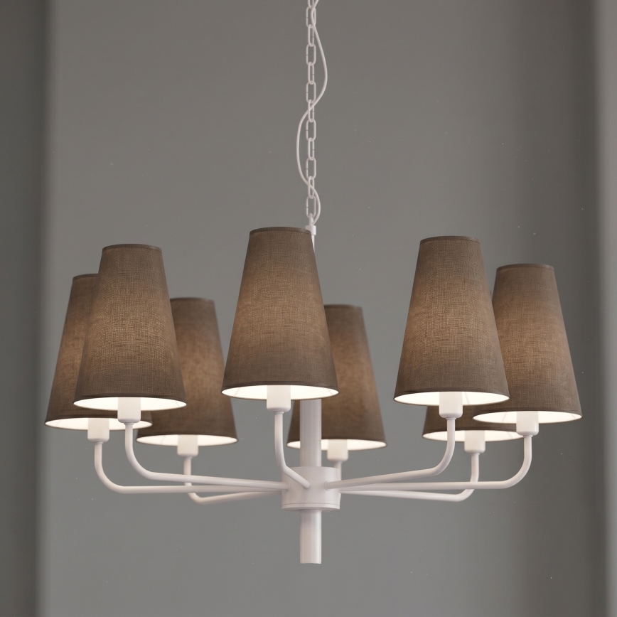 Lustre sur chaîne TORTOLA 8xE14/15W/230V marron/crème