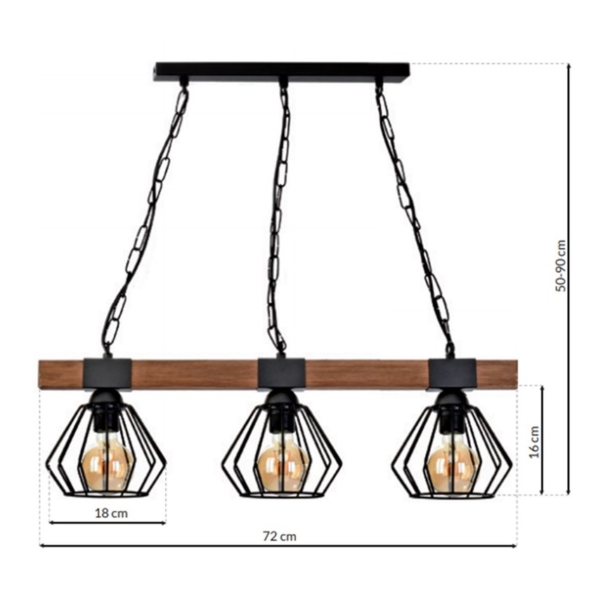 Lustre sur chaine ULF 3xE27/60W/230V