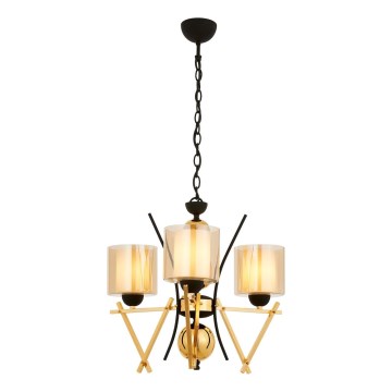 Lustre sur chaîne VARANA 3xE27/40W/230V noir/doré