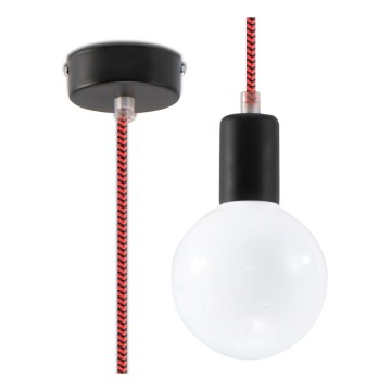 Lustre sur fil EDISON 1xE27/60W/230V noire, rouge