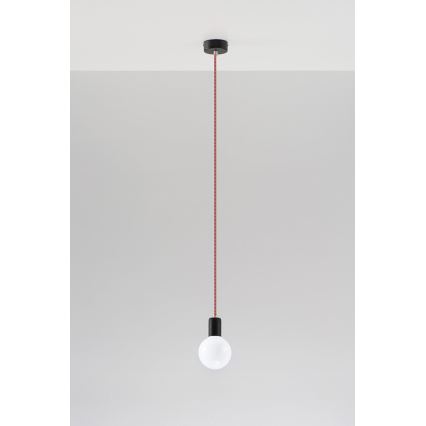 Lustre sur fil EDISON 1xE27/60W/230V noire, rouge