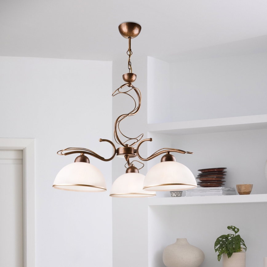 Lustre sur tige COBRA 1xE27/60W/230V Ø 46 cm bronze/patiné