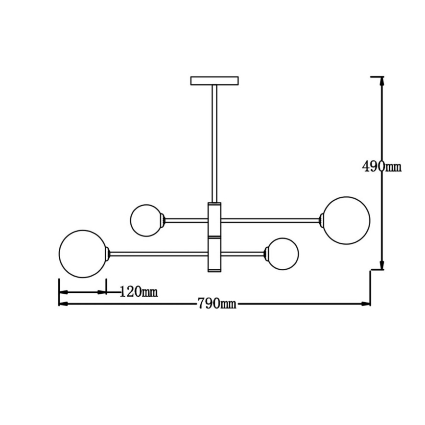 Lustre sur tige DORADO 4xG9/40W/230V noir