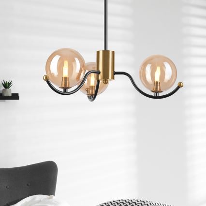 Lustre sur tige GEORGIA 3xG9/5W/230V doré/beige fumé