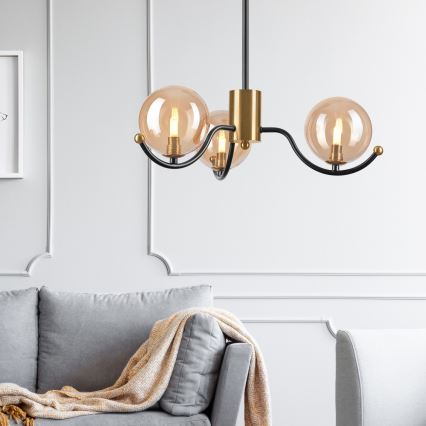 Lustre sur tige GEORGIA 3xG9/5W/230V doré/beige fumé
