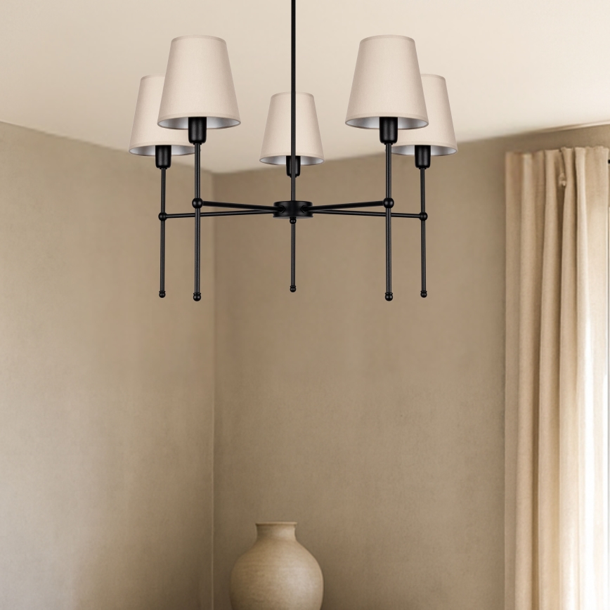 Lustre sur tige MADELA 5xE14/40W/230V beige/noir