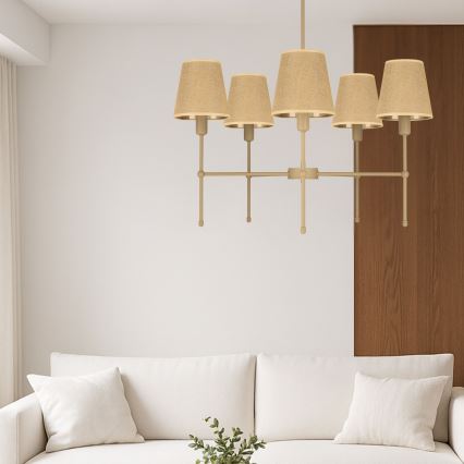 Lustre sur tige MADELA 5xE14/40W/230V jute/beige