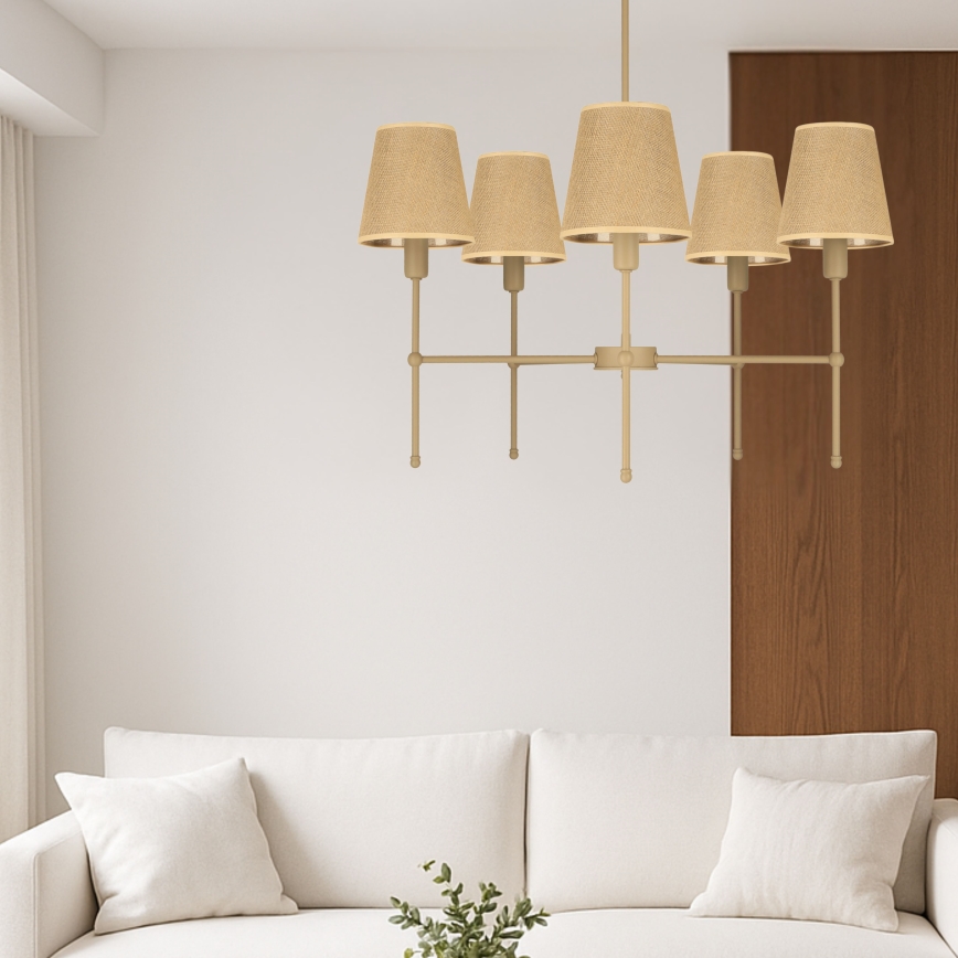 Lustre sur tige MADELA 5xE14/40W/230V jute/beige