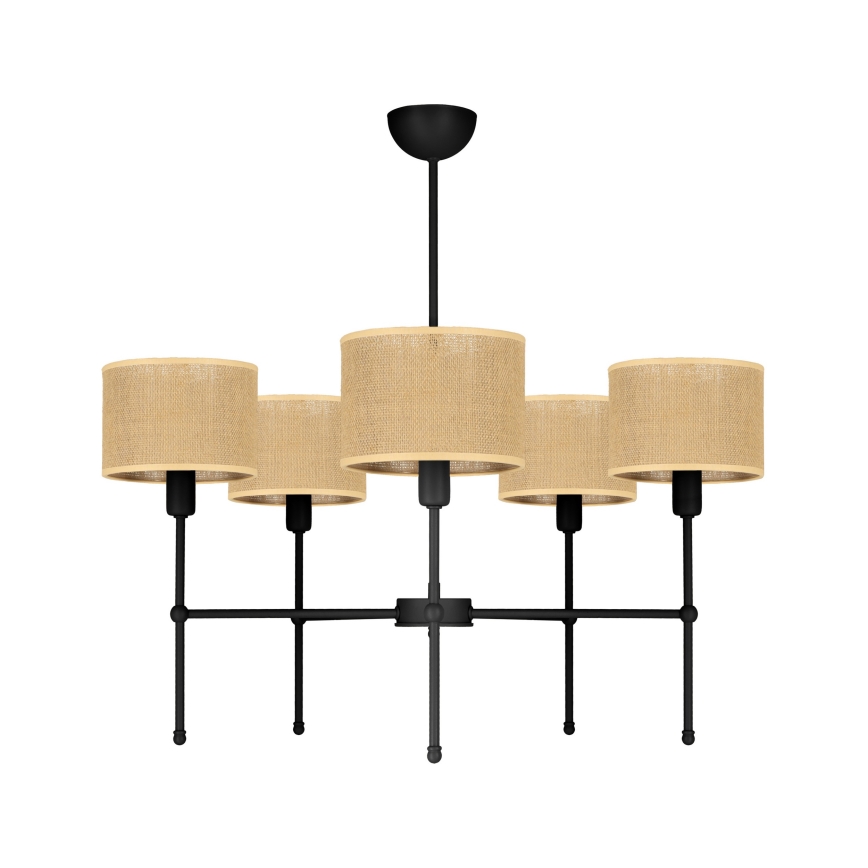 Lustre sur tige MADELA 5xE14/40W/230V jute/noir