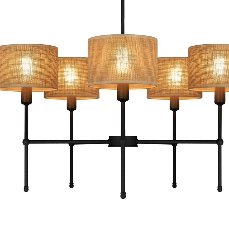 Lustre sur tige MADELA 5xE14/40W/230V jute/noir