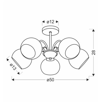 Lustre sur tige NESTOR 5xE27/40W/230V laiton