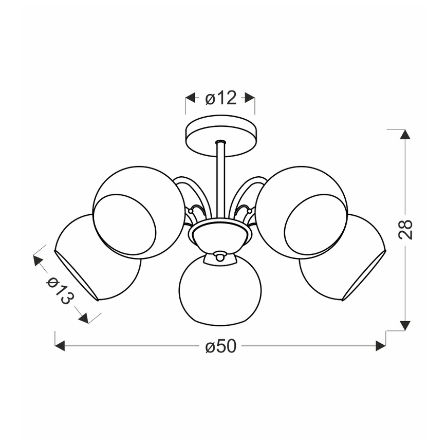 Lustre sur tige NESTOR 5xE27/40W/230V laiton