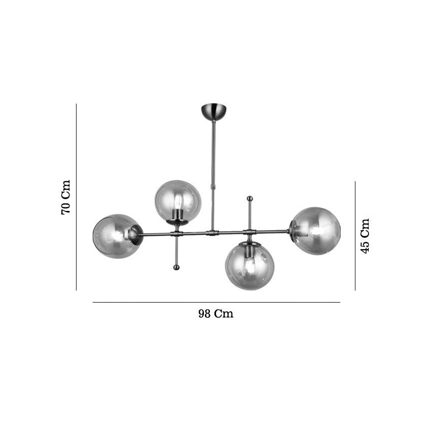 Lustre sur tige POLINO 4xE27/40W/230V, finition bronze
