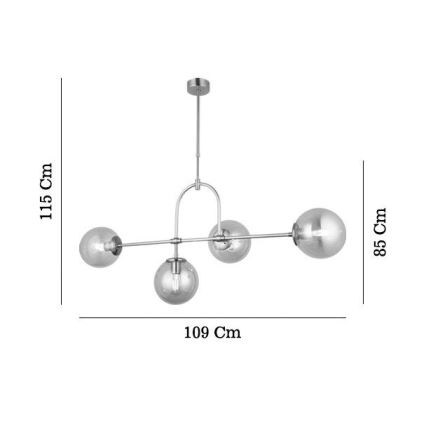 Lustre sur tige POLINO 4xE27/40W/230V, finition dorée