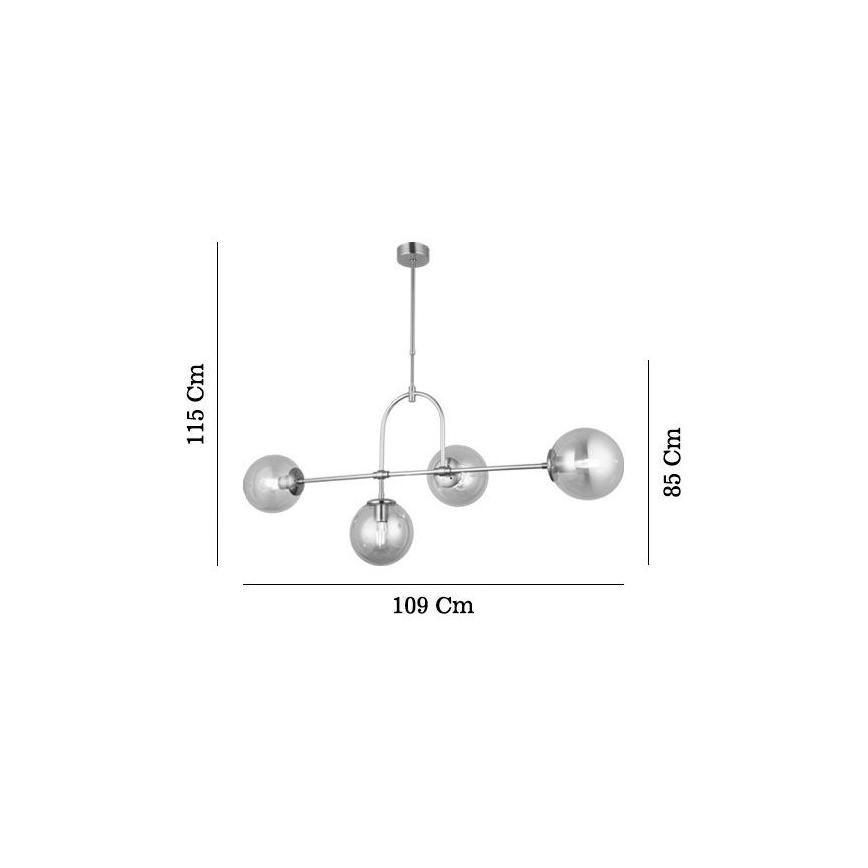 Lustre sur tige POLINO 4xE27/40W/230V, finition dorée