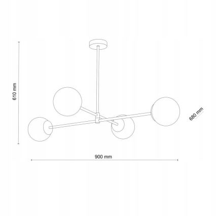 Lustre sur tige SARIUS 4xG9/6W/230V doré