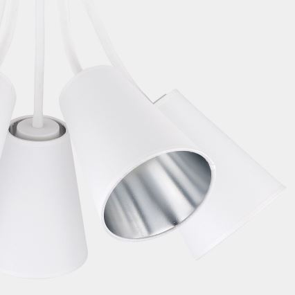 Lustre sur tige WIRE 5xE27/15W/230V blanc/argenté