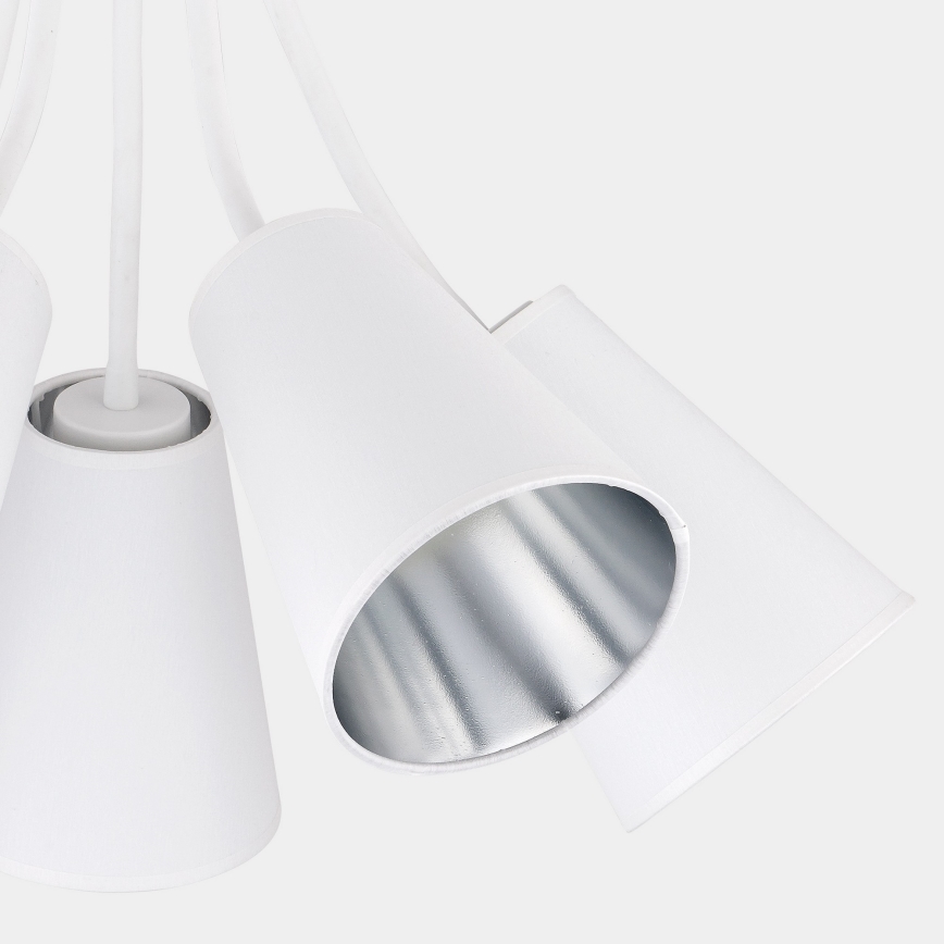 Lustre sur tige WIRE 5xE27/15W/230V blanc/argenté