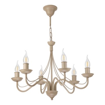 Lustre suspendu à chaîne ANTON 6xE14/60W/230V beige