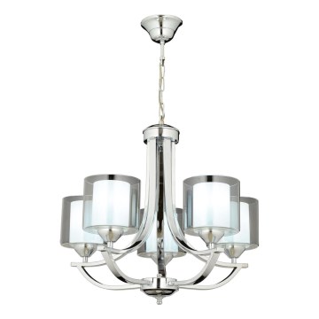 Lustre suspendu à chaîne NOVARA 5xE27/40W/230V, finition chrome brillant