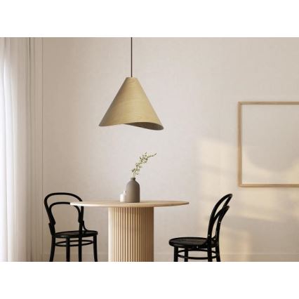 Lustre suspendu en bois sur câble 1xE27/60W/230V Ø 45 cm bois massif/chêne/hévéa