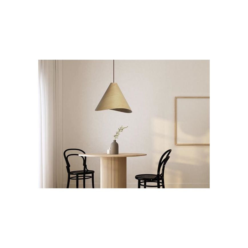 Lustre suspendu en bois sur câble 1xE27/60W/230V Ø 45 cm bois massif/chêne/hévéa