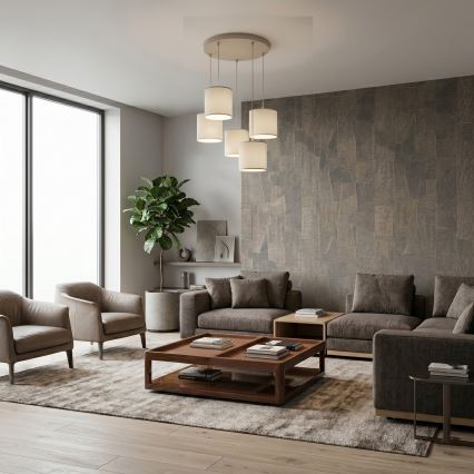 Lustre suspendu sur câble ARDEN 5xE27/15W/230V Ø 44 cm beige