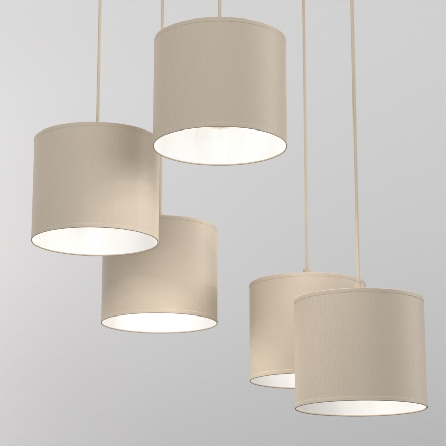 Lustre suspendu sur câble ARDEN 5xE27/15W/230V Ø 44 cm beige