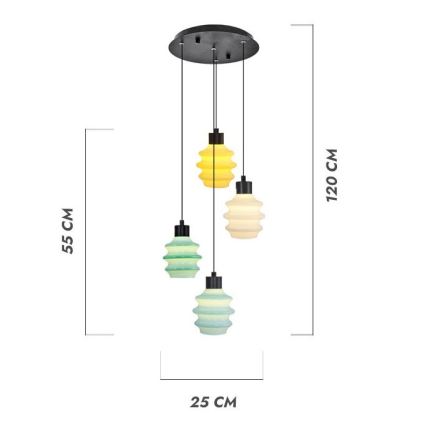 Lustre suspendu sur câble CACTUS LED/12W/230V 3000K vert/jaune/blanc