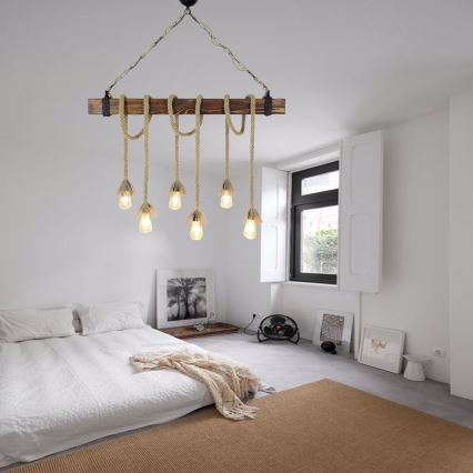 Lustre suspendu sur câble KUTUK 6xE27/40W/230V en pin