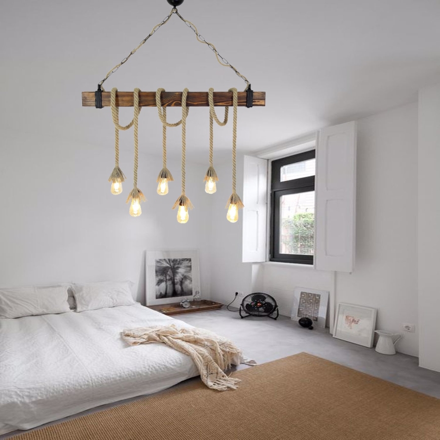 Lustre suspendu sur câble KUTUK 6xE27/40W/230V en pin