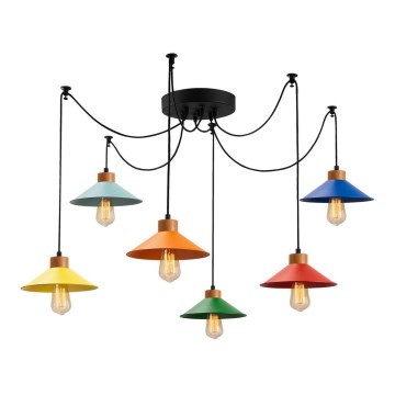 Lustre suspendu sur câble MANAVGAT 6xE27/40W/230V, style araignée, multicolore
