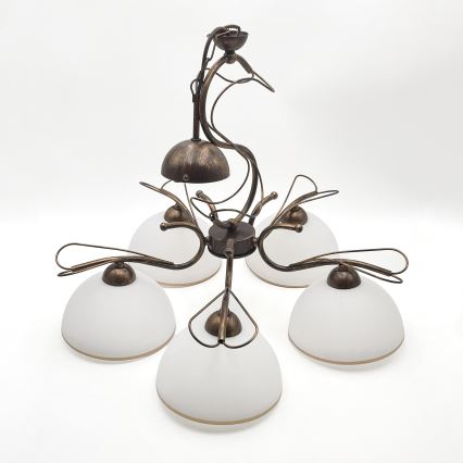 Lustre suspendu sur chaîne COBRA 5xE27/60W/230V bronze patiné
