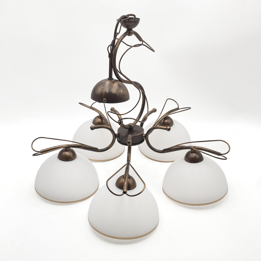 Lustre suspendu sur chaîne COBRA 5xE27/60W/230V bronze patiné