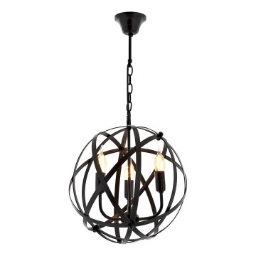 Lustre suspendu sur chaîne IRONBALL 3xE27/40W/230V noir