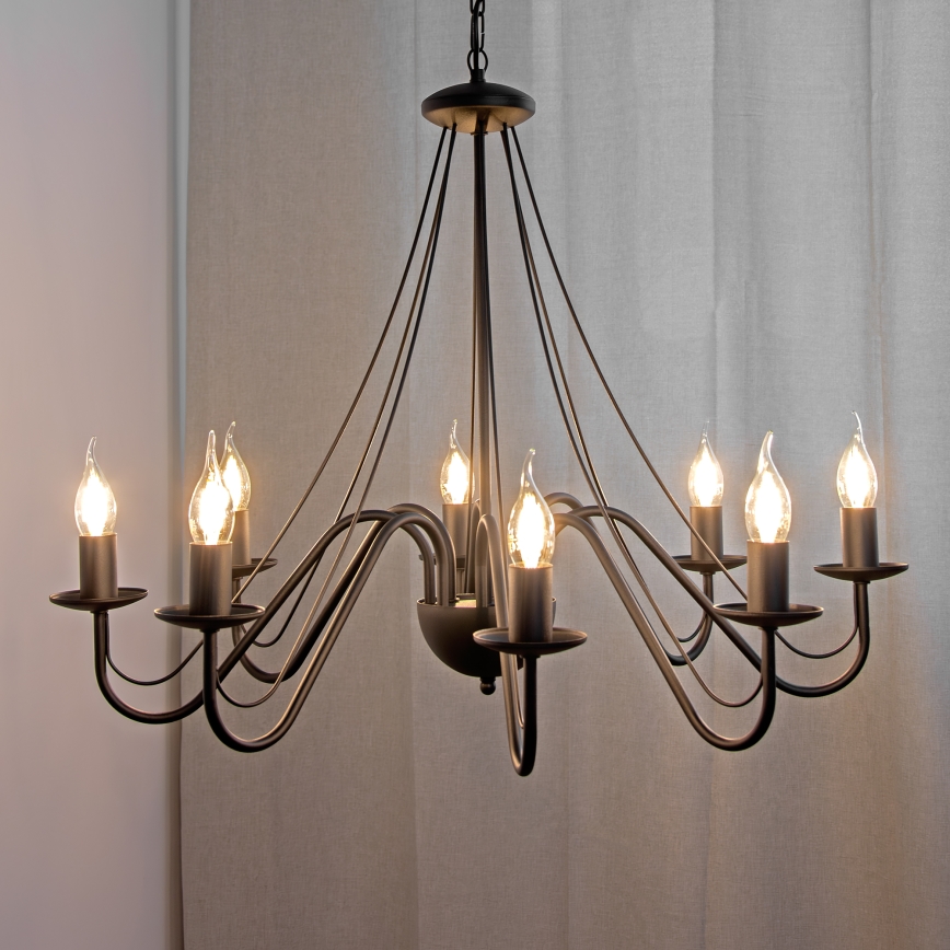 Lustre suspendu sur chaîne MALBO 8xE14/10W/230V noir