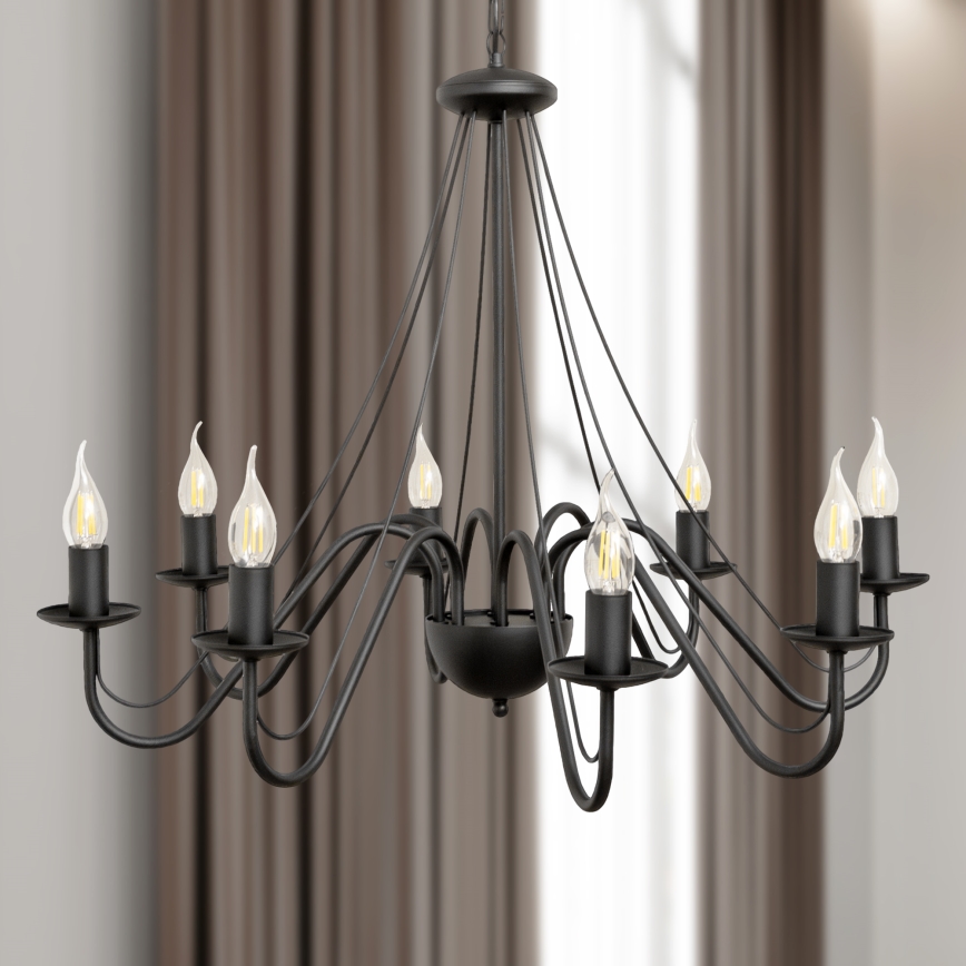 Lustre suspendu sur chaîne MALBO 8xE14/10W/230V noir