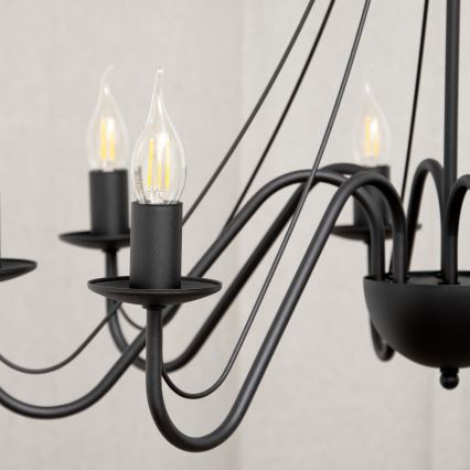Lustre suspendu sur chaîne MALBO 8xE14/10W/230V noir