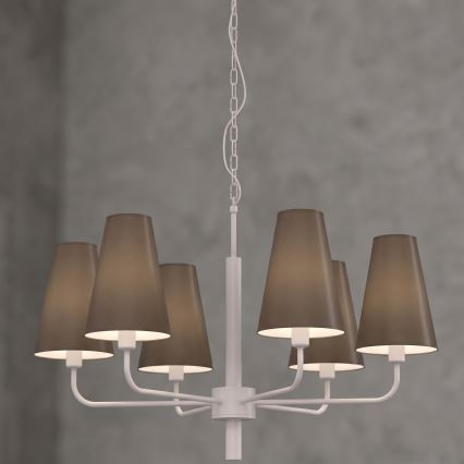 Lustre suspendu sur chaîne TORTOLA 6xE14/15W/230V marron/crème