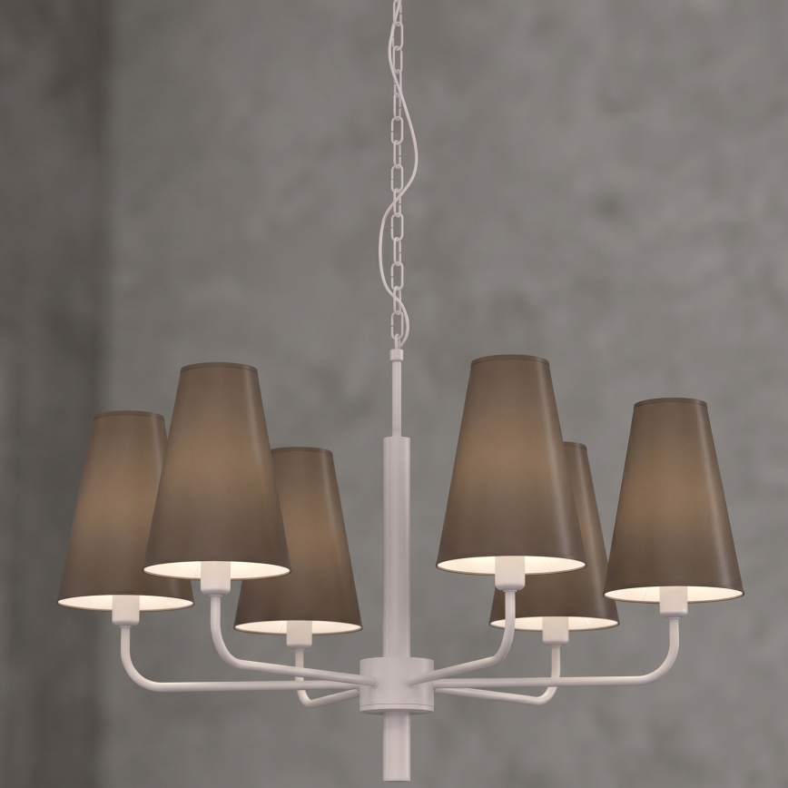 Lustre suspendu sur chaîne TORTOLA 6xE14/15W/230V marron/crème