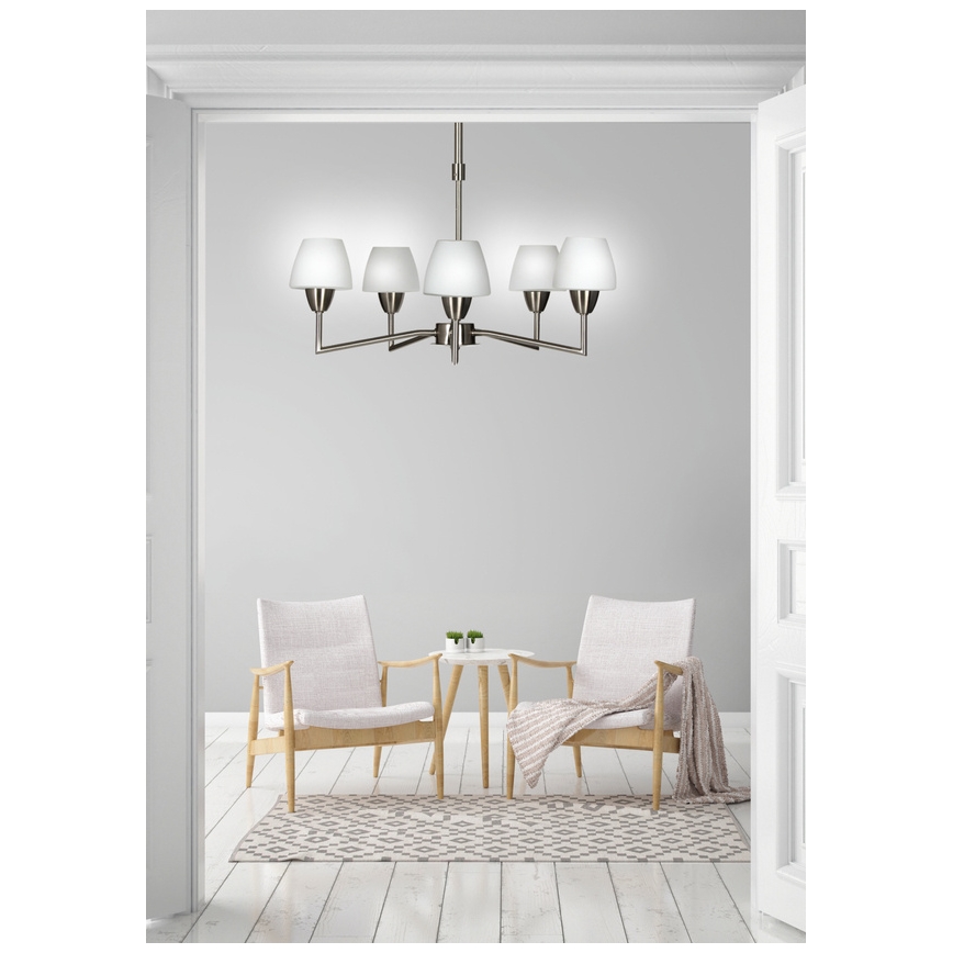 Lustre suspendu TOGO 5xG9/40W/230V chrome mat/blanc
