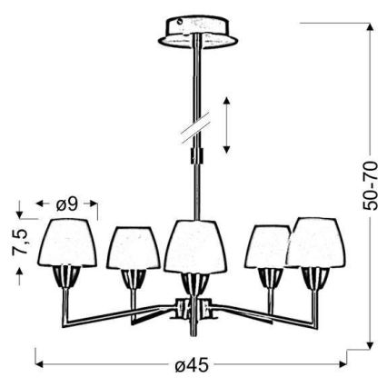 Lustre suspendu TOGO 5xG9/40W/230V chrome mat/blanc