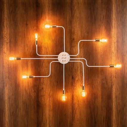 Lustre TRUVA 8xE27/40W/230V blanc/or