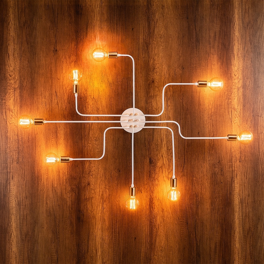 Lustre TRUVA 8xE27/40W/230V blanc/or