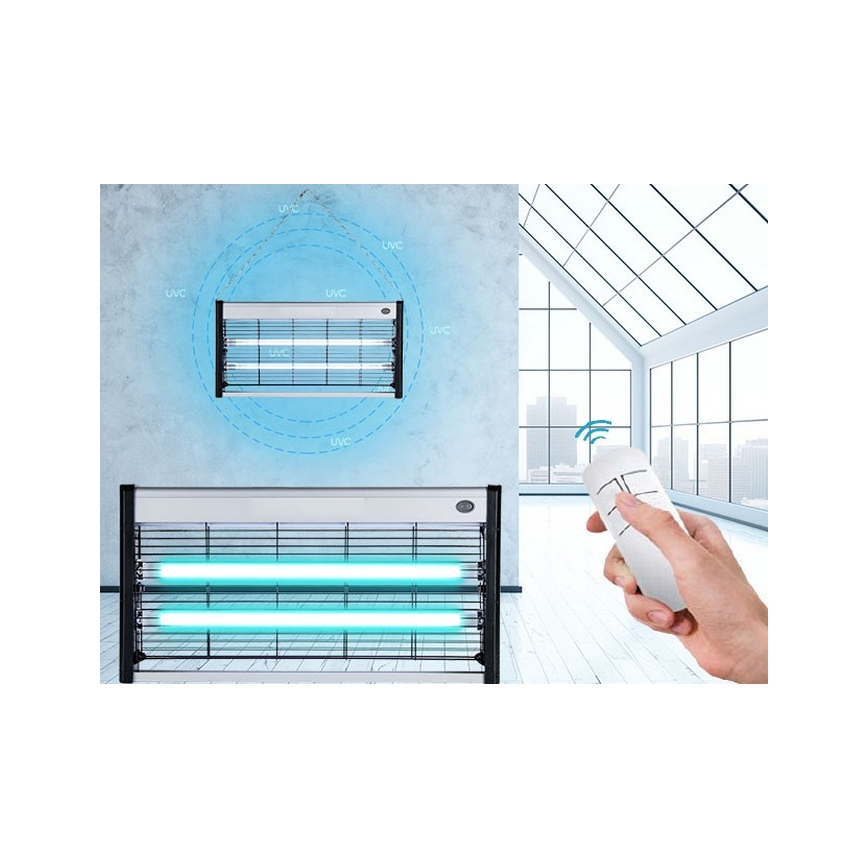 Luxera 70418 - Lampe germicide désinfectante 2xT5 UVC/15W/230V + Télécommande