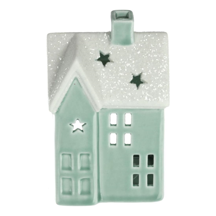 Maison de bougies en porcelaine 11,1 cm menthe