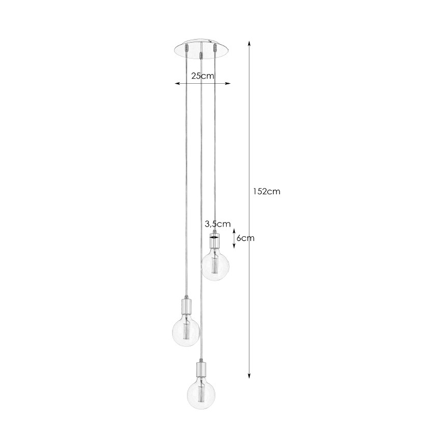 Markslöjd 106333 - Suspension fil SKY 3xE27/60W/230V
