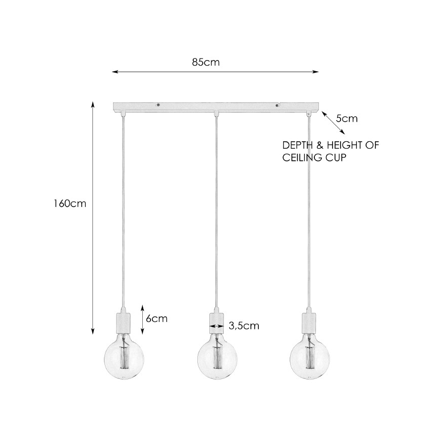 Markslöjd 106335 - Suspension fil SKY 3xE27/60W/230V