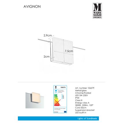 Markslöjd 106579 - Luminaire LED pour miroir de salle de bain AVIGNON LED/5W/230V IP44