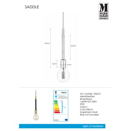 Markslöjd 106610 - Suspension avec fil SEDLO 1xE27/60W/230V